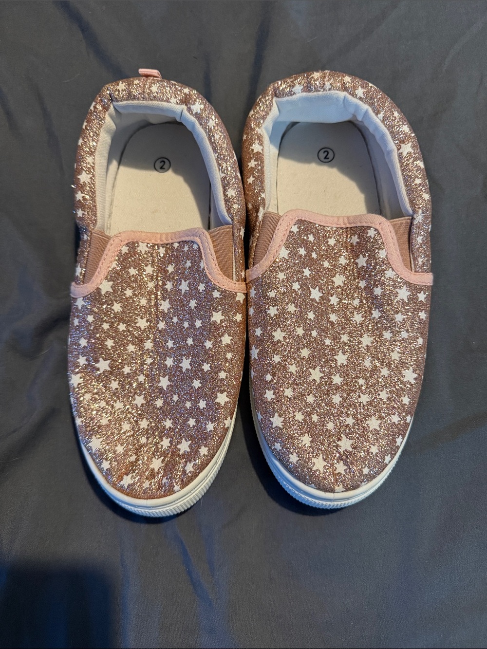 Kids Glitter Star Slip-On Shoes - Pink